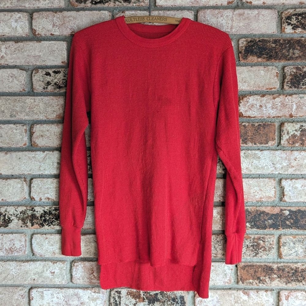 ❤️ Waffle Knit Thermal Shirt by Gina Group Size M Red